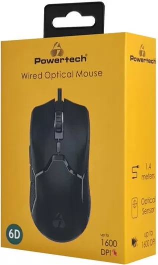 Ποντίκι Powertech PT-1289 Ενσύρματο Οπτικό έως 1600DPI Μαύρο