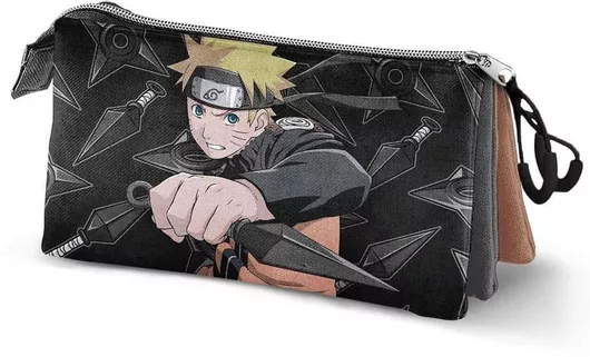 Σχολική Κασετίνα Karactermania Naruto Shippuden Naruto με Kunai Τριπλή Τετράγωνη Μαύρο