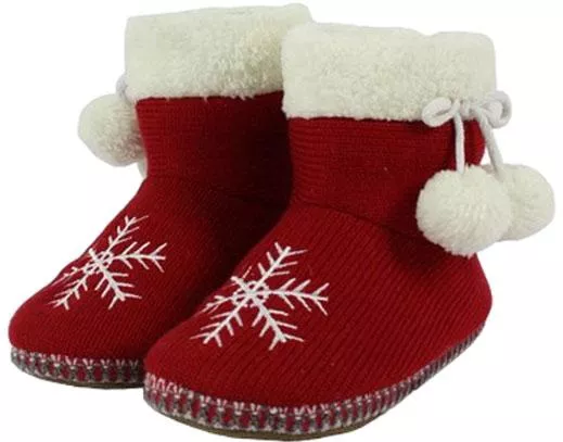 Χριστουγεννιάτικες Παντόφλες Due Esse Παιδικές με Γούνινη Επένδυση Κόκκινο