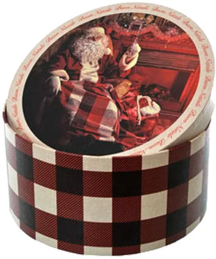 Χριστουγεννιάτικο Κουτί Golden Hill με Άγιο Βασίλη Σετ 4τμχ Πολύχρωμο