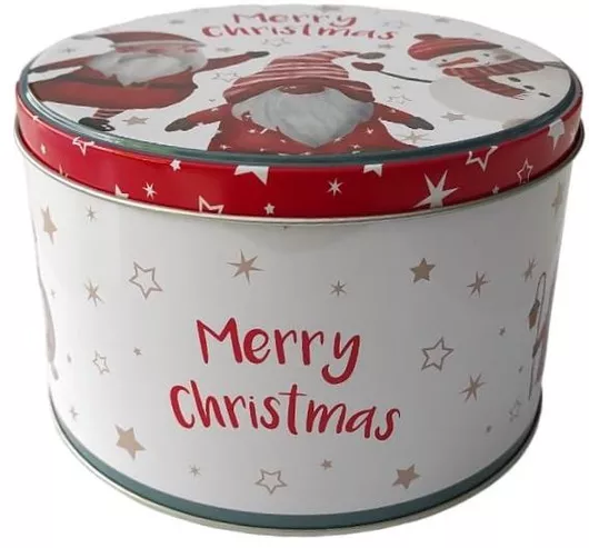 Χριστουγεννιάτικο Κουτί Koopman Μεταλλικό 15x15x10cm Λευκό/Κόκκινο