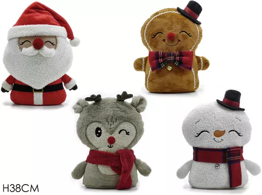 Χριστουγεννιάτικο Στοπ Πόρτας Τάρανδος 38cm Γκρι