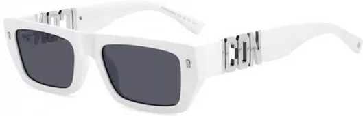 Unisex Γυαλιά Ηλίου Dsquared Ορθογώνια 54mm με Γκρι Φακό & Λευκό Σκελετό