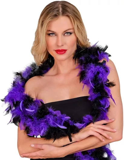 Αποκριάτικο Αξεσουάρ Boa με Φτερά 180cm Μοβ / Μαύρο