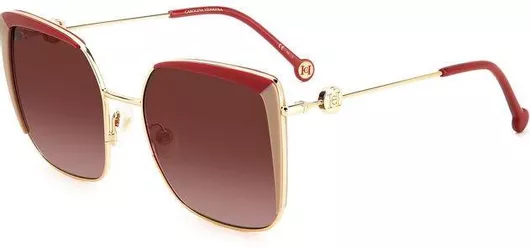 Γυναικεία Γυαλιά Ηλίου Carolina Herrera Ντεγκραντέ Τετράγωνα 57mm με Κόκκινο Φακό & Χρυσό Σκελετό