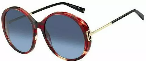 Γυναικεία Γυαλιά Ηλίου Givenchy Ντεγκραντέ Στρογγυλά 58mm με Μπλε Φακό & Κόκκινο Σκελετό