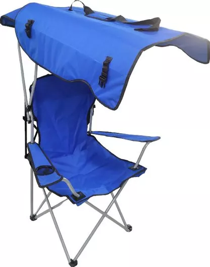 Πολυθρόνα Camping 1053/170051 Πτυσσόμενη Αδιαβροχη με Σκίαστρο Ύφασμα/Αλουμίνιο Γαλάζιο