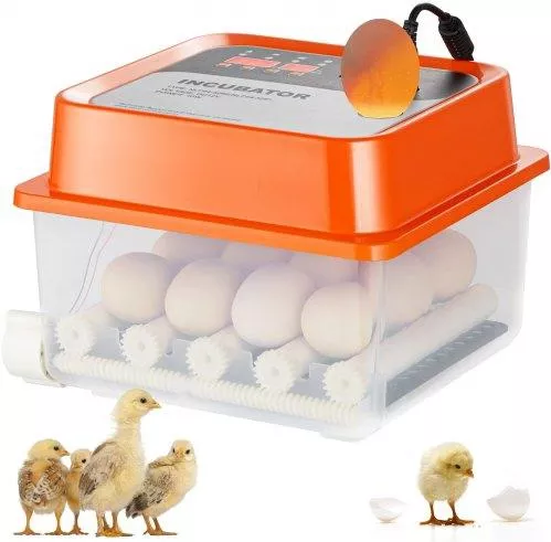 Εκκολαπτήριο Αυγών Vevor με Αυτόματη Περιστροφή για 12 Αυγά 250x225x180mm