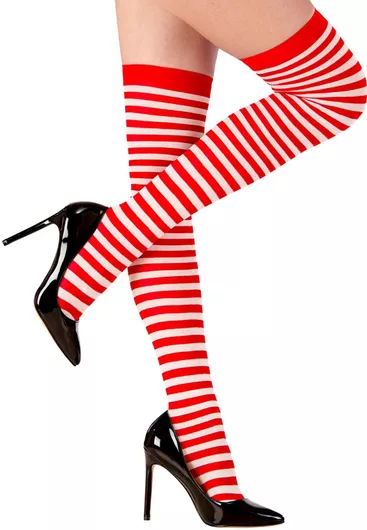 Αποκριάτικο Αξεσουάρ Widmann Κάλτσες Ριγέ Πάνω από το Γόνατο Standard 70 Den Κόκκινο/Λευκό