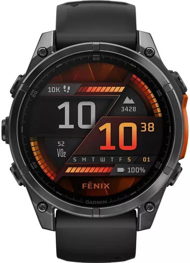 Garmin Fenix 8 Stainless Steel 47mm Αδιάβροχο Smartwatch με Παλμογράφο Slate Grey With Black Silicone Band