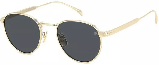 Ανδρικά Γυαλιά Ηλίου David Beckham Στρογγυλά 51mm με Γκρι Φακό & Χρυσό Σκελετό