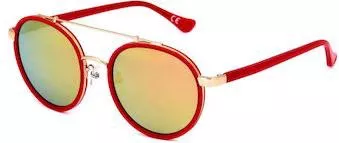 Γυναικεία Γυαλιά Ηλίου Ck Calvin Klein Καθρεύτης Στρογγυλά 55mm με Χρυσό Φακό & Κόκκινο Σκελετό