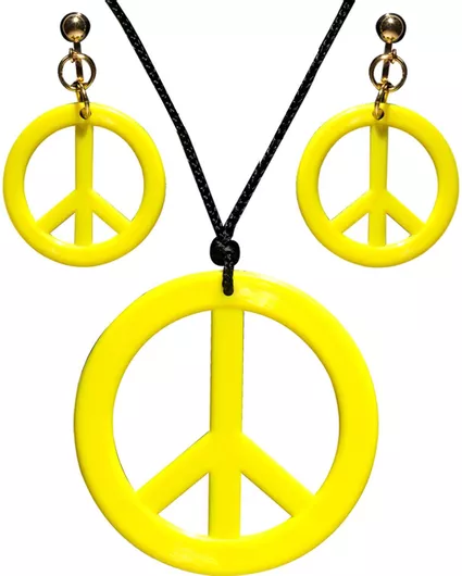 Αποκριάτικο Αξεσουάρ Widmann Κολιέ & Σκουλαρίκια Hippie Neon Κίτρινο