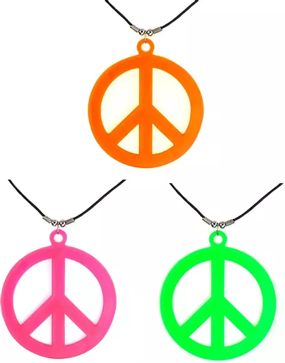 Αποκριάτικο Αξεσουάρ Widmann Κολιέ Hippie Νέον Τυχαία Επιλογή Χρώματος