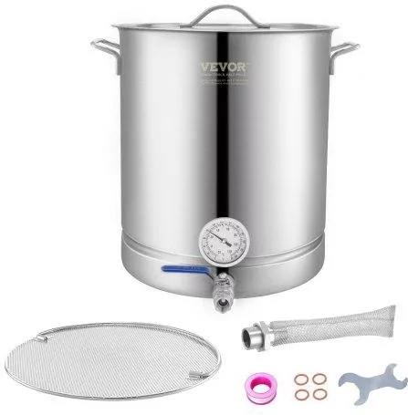Βραστήρας Vevor Ανοξείδωτος με Θερμόμετρο & Βαλβίδα για Ζυθοποίηση 60lt