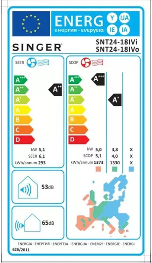 Κλιματιστικό Inverter Singer SNT24-18IVI -18IVo 18000 BTU A++/A+ με WiFi