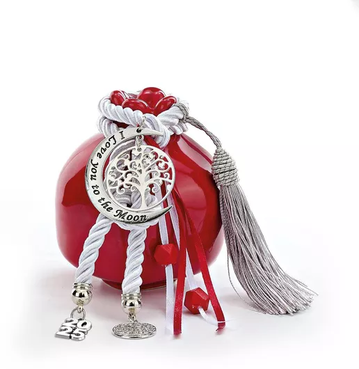 Γούρι για το Σπίτι Ρόδι 2025 Μεταλλικό Επιτραπέζιο Χειροποίητο 8x10cm Κόκκινο