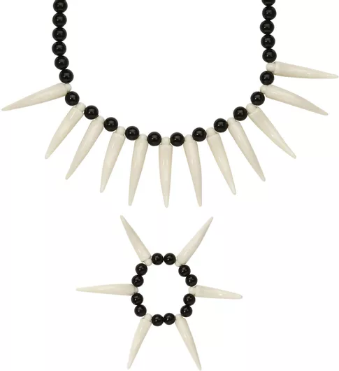 Αποκριάτικο Αξεσουάρ Widmann Κόσμημα Άνθρωποι των Σπήλαιων Λευκό/Μαύρο