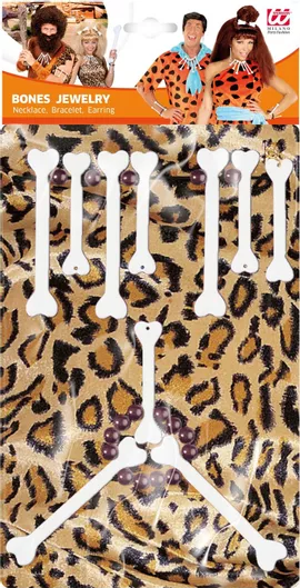 Αποκριάτικο Αξεσουάρ Widmann Κοσμήματα Άνθρωποιτων Σπήλαιων Σετ Λευκό