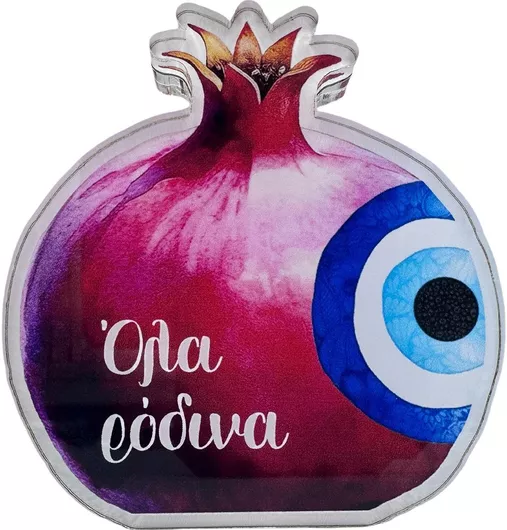 Γούρι Plotter Line Επιτραπέζιο Ρόδι Όλα Ρόδινα από Plexiglass 10x10cm