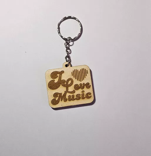 Μπρελόκ Stickerstore I Love Music Ξύλινο Μπεζ