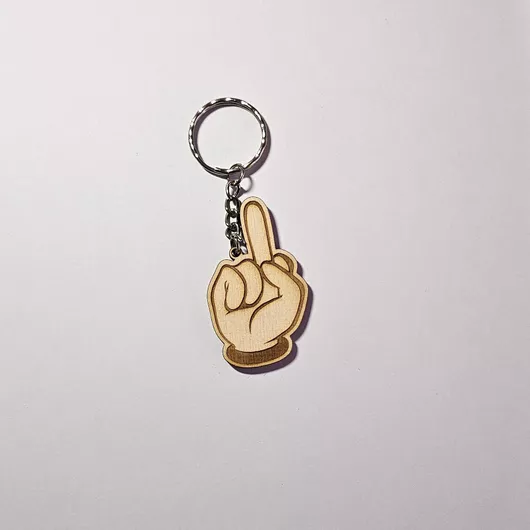 Μπρελόκ Stickerstore Middle Finger Ξύλινο Μπεζ