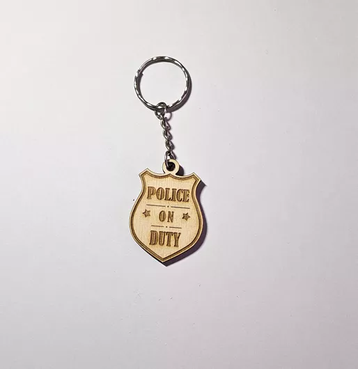 Μπρελόκ Stickerstore Police On Duty Ξύλινο Μπεζ