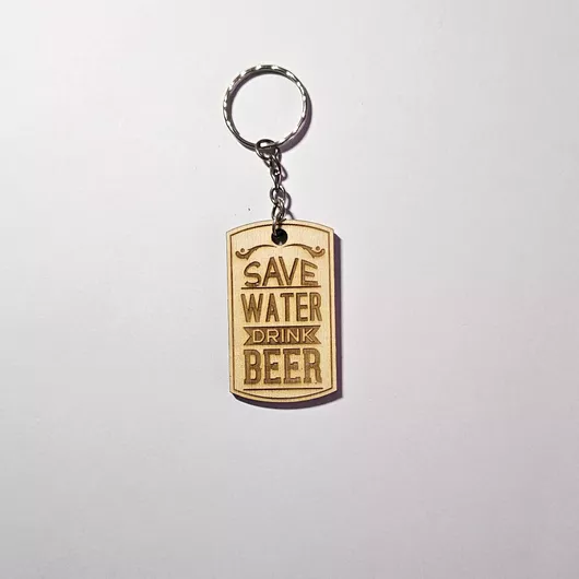 Μπρελόκ Stickerstore Save Water Drink Beer Ξύλινο Μπεζ