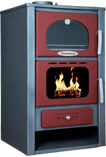 Ξυλόσομπα Thermosteel Χαλύβδινη με Φούρνο 15.5kW Κόκκινο