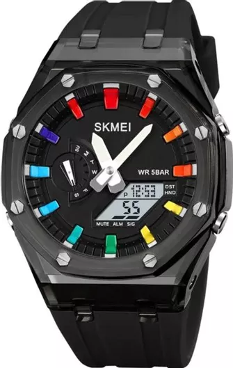 Ανδρικό Ρολόι Skmei με Λουράκι από Καουτσούκ 44.3mm Λευκό