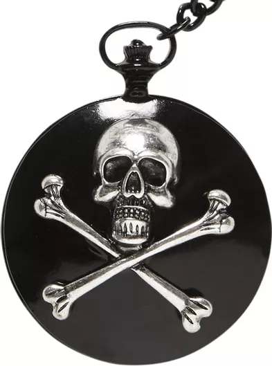 Αποκριάτικο Αξεσουάρ Widmann Ρολόι Τσέπης Skull & Bones με Αλυσίδα Μαύρο