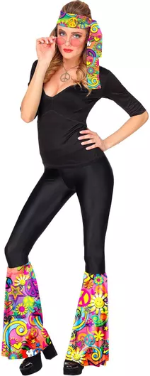 Αποκριάτικο Αξεσουάρ Widmann Σετ The 60s Fashion Peace and Love Μαύρο