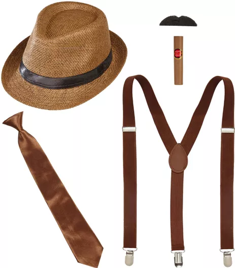 Αποκριάτικο Αξεσουάρ Widmann Σετ The Roaring 20s Fashion Καφέ