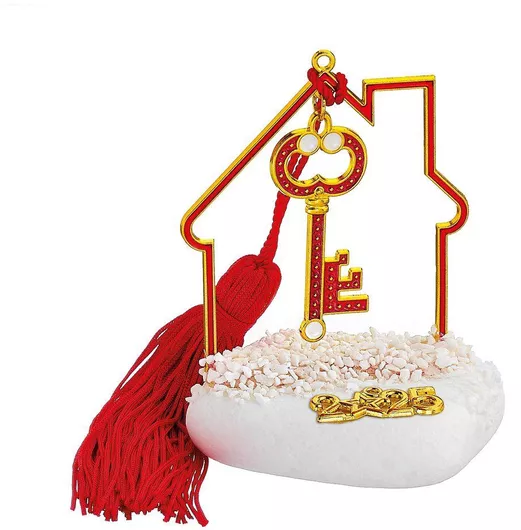 Γούρι για το Σπίτι 2025 Επιτραπέζιο Χειροποίητο 10cm Κόκκινο/Λευκό