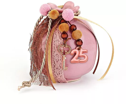 Γούρι για το Σπίτι Ρόδι 2025 Επιτραπέζιο Χειροποίητο 7x8.5cm Ροζ