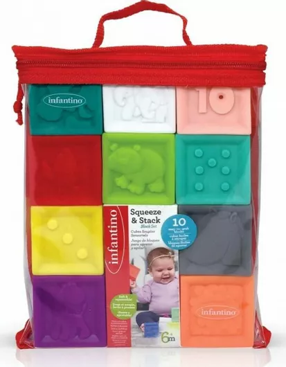 Τουβλάκια Infantino Squeeze & Stack Block Set για 6+ Μηνών Σετ 10τμχ