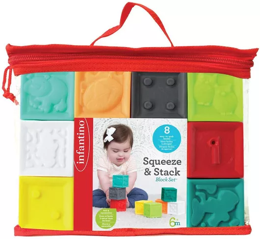 Τουβλάκια Infantino Squeeze & Stack Block Set για 6+ Μηνών Σετ 8τμχ