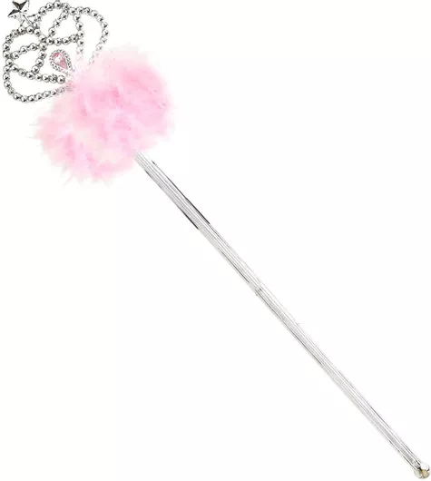 Αποκριάτικο Αξεσουάρ Widmann Σκήπτρο με Ροζ Πούπουλα Ασημί