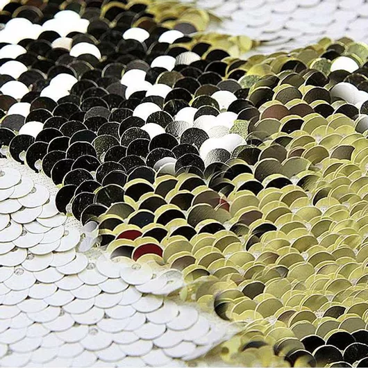 Χριστουγεννιάτικο Ύφασμα Woerner με Δίχρωμες Παγιέτες 145cm Χρυσό/Λευκό