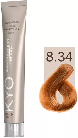 Μόνιμη Βαφή Μαλλιών KYO χωρίς Αμμωνία 8.34 Ξανθό Ανοιχτό Χρυσό Μπρονζέ 100ml