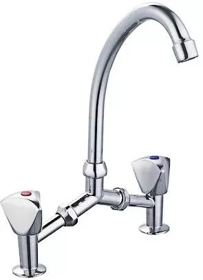 Μπαταρία Νιπτήρα Selecta Proteus Πάγκου Γέφυρα Δύο Οπών Ασημί