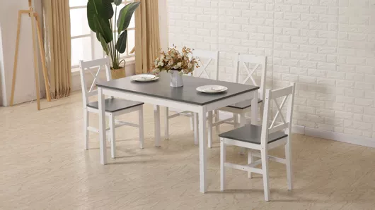 Τραπεζαρία Polihome Sinclair Σετ 5τμχ 108x65x73cm Λευκό