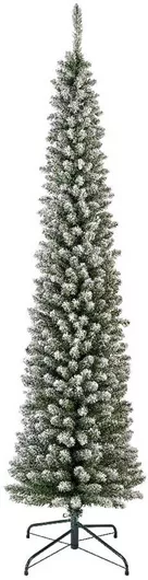 Χριστουγεννιάτικο Δέντρο Kaemingk Slim Χιονισμένο με Μεταλλική Βάση 240cm Πράσινο