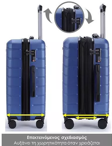 Βαλίτσα Ταξιδίου Lavor Καμπίνας Σκληρή 55cm με 4 Ρόδες & Θήκες Μπλε