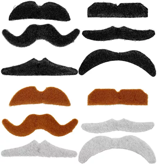 Αποκριάτικο Αξεσουάρ Widmann Μουστάκι Σετ 12τμχ Black Party Πολύχρωμο