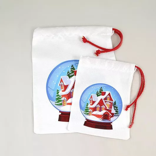 Χριστουγεννιάτικο Πουγκί Kappa με Σχέδιο Χιονόμπαλα 16x20cm/22x30cm