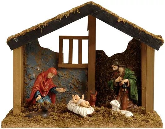 Φάτνη Lianos Ξύλινη με 5 Φιγούρες 30x14x23cm Καφέ