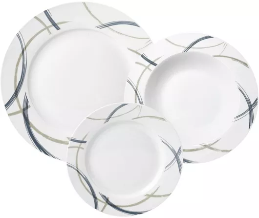 Σετ Πιάτα Φαγητού Ankor R2401-18 Πορσελάνης 18τμχ Μπεζ/Γκρι