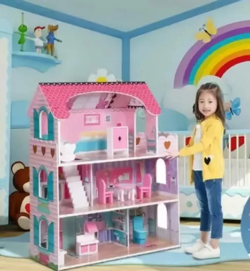 Κουκλόσπιτο Τσιώγκας από Ξύλο 70x62x27cm Πολύχρωμο