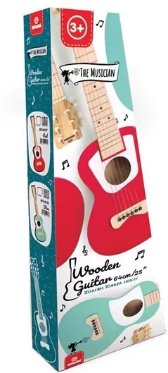 Μουσικό Παιχνίδι Svoora Ξύλινη Παιδική Εξάχορδη Κιθάρα με Ιμάντα Κόκκινο 64cm για 3+ Ετών